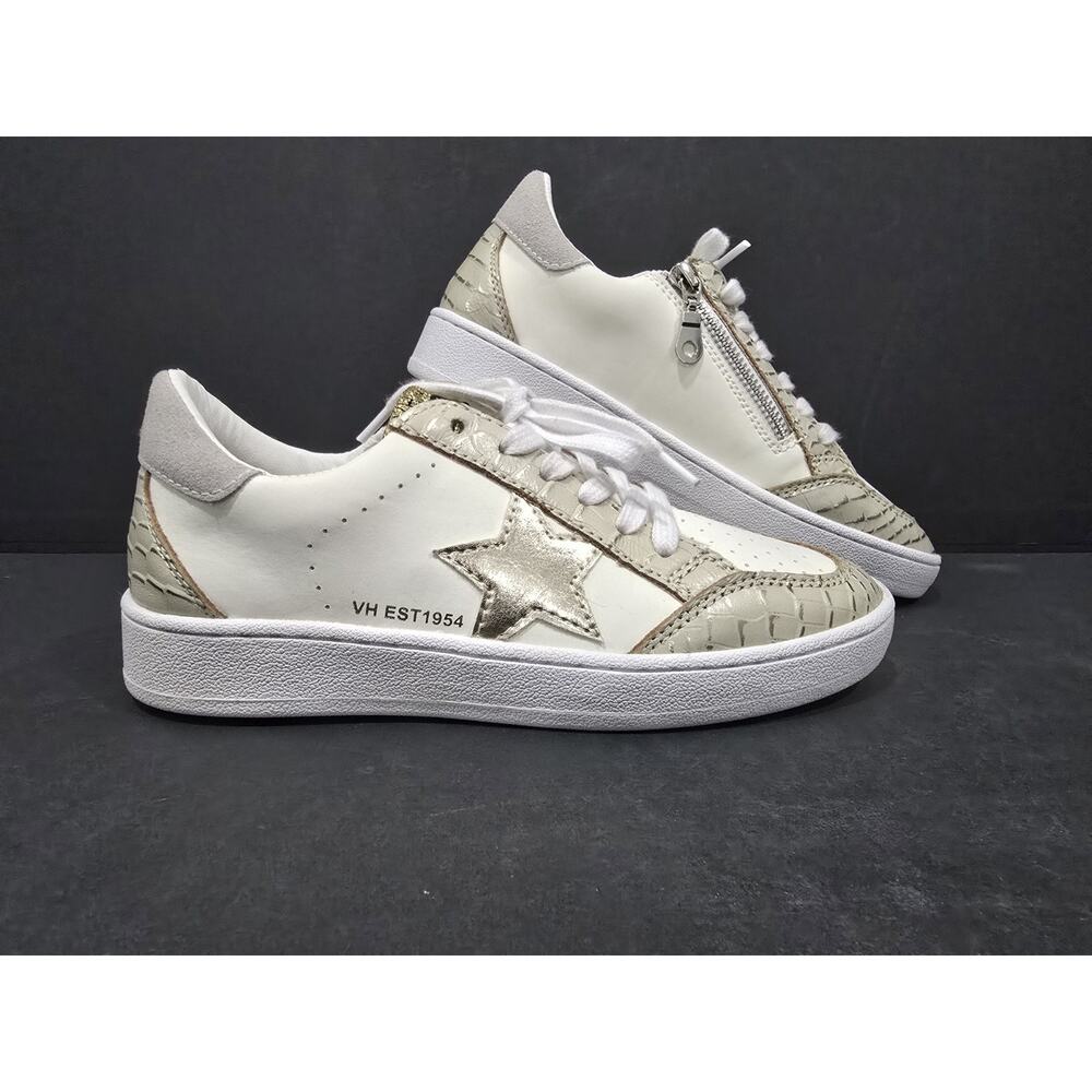 New Vintage Havana Denisse Sneakers Women’s 5 White Croc Gold Star Slip On VH